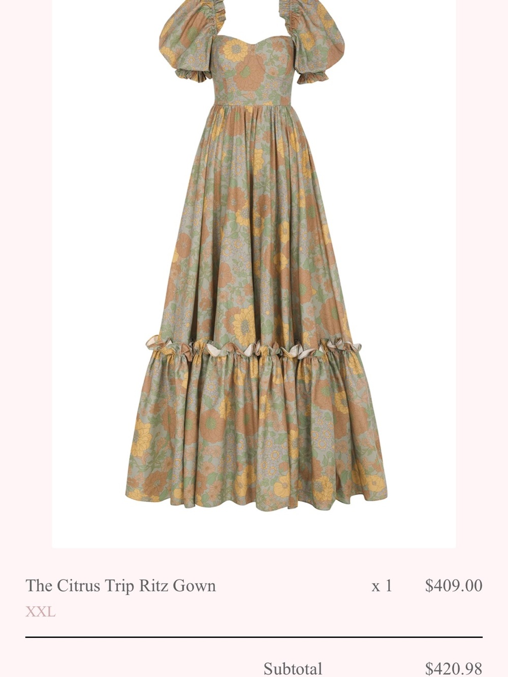 NWT The Citrus Trip Ritz Gown SELKIE – Pastel Floral